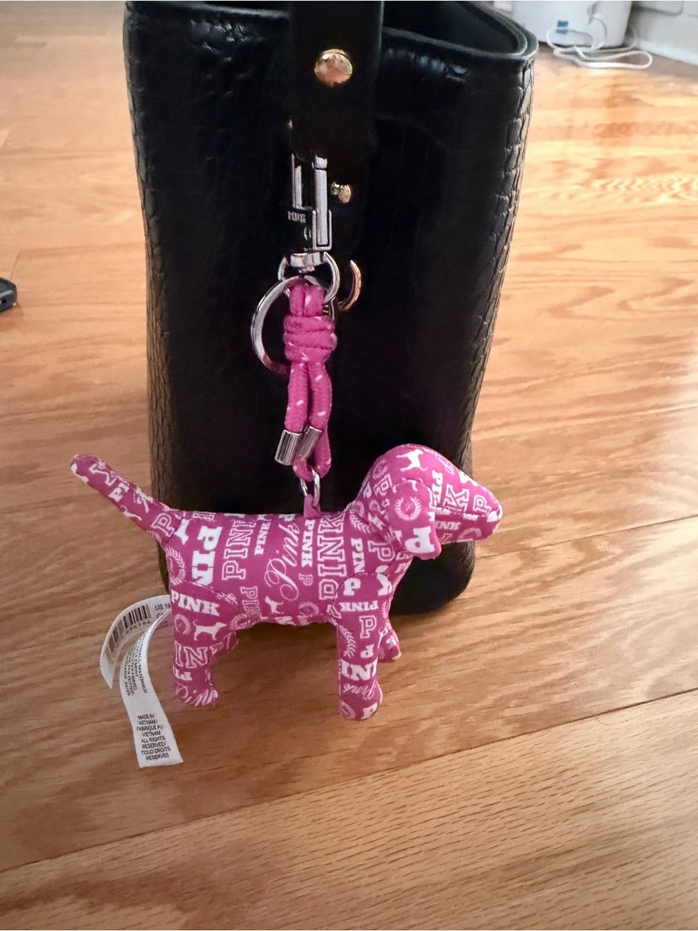 PINK Victoria's Secret Pink Logo Dog Charm Keychain